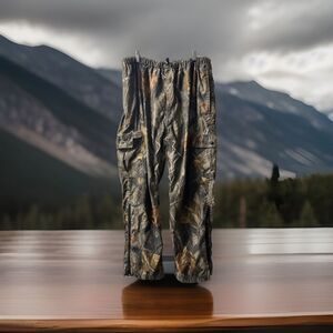 Field and Stream Pants Mens Large Pull on Lined Cargo Camoflauge Hunting Damaged